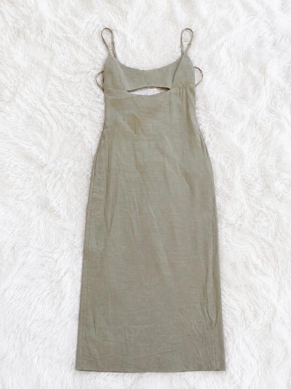 ZARA Blend Cutout Midi Dress – Size S – Olive/Taupe – Excellent Condition - Picture 2 of 5